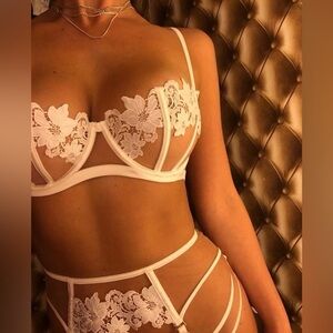 Honey Birdette Amelie Ivory 💍 Brides 💍 RARE! 🔥 Bra Garter Thong 36F - 2019